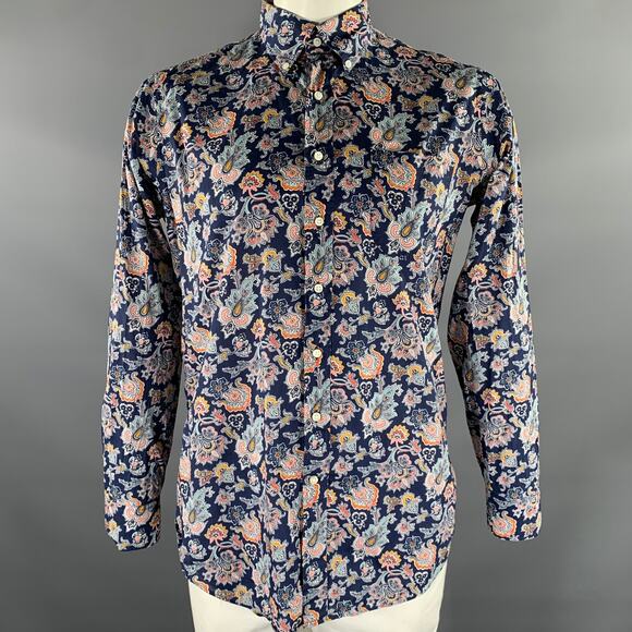 Sid Mashburn Other - SID MASHBURN Size L Navy Multi-Color Paisley Floral Cotton Long Sleeve Shirt